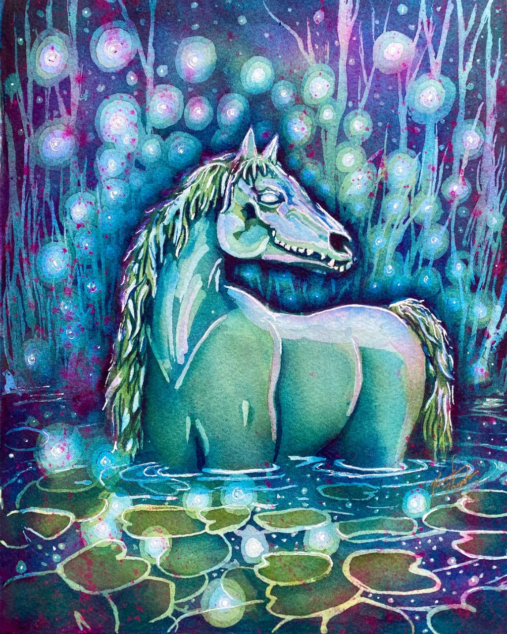 Kelpie Original Watercolor and Ink Painting